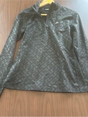 J.Lindeberg Black Geometric Zip-Front Performance Pullover
